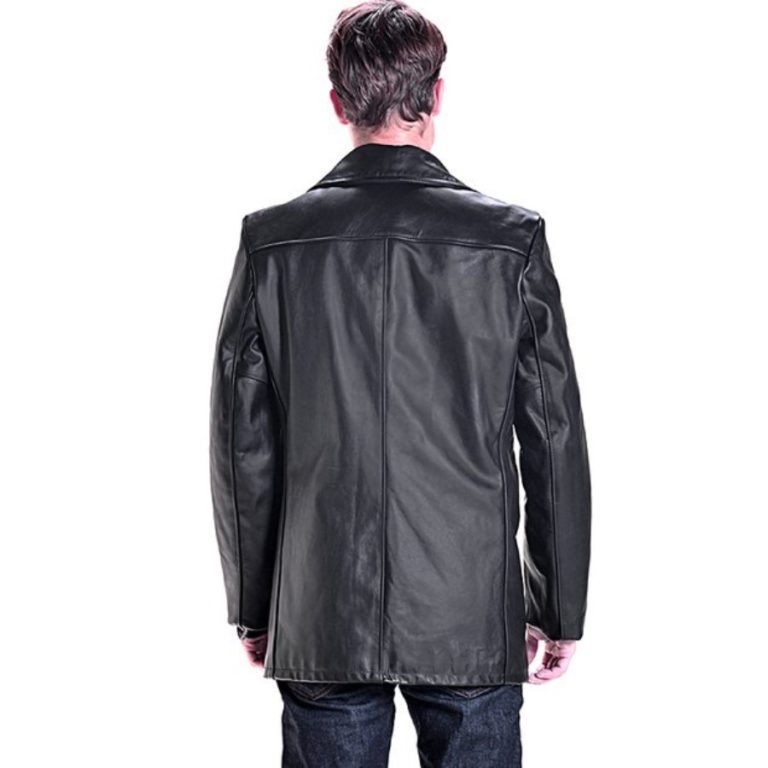 Schott Classic Black Leather Naval Pea Coat Leather 64 Ten Chicago