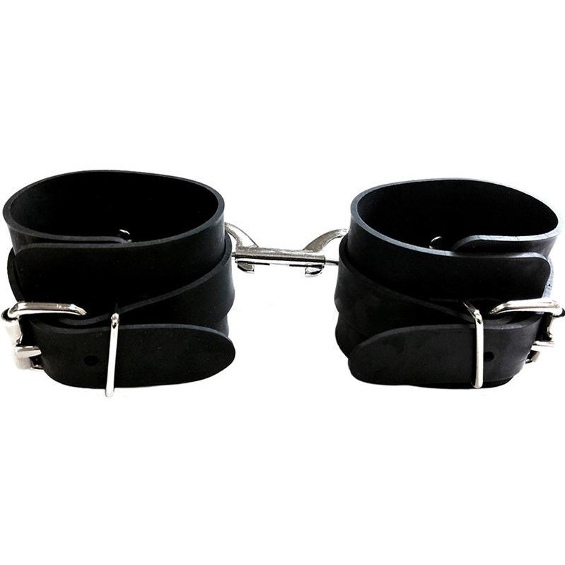 Black Rubber Wrist Cuffs by Rouge Leather 64TEN Chicago