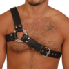 Soft sewn leather asymmetrical chest harness