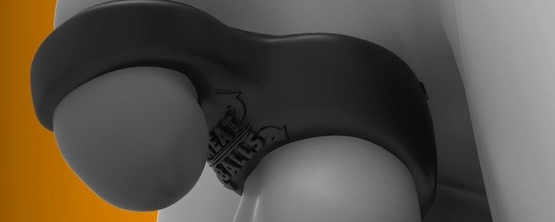 MEAT BALLS Silicone Chastity Ball Stretcher with Cock Head Lock Ring by Oxballs