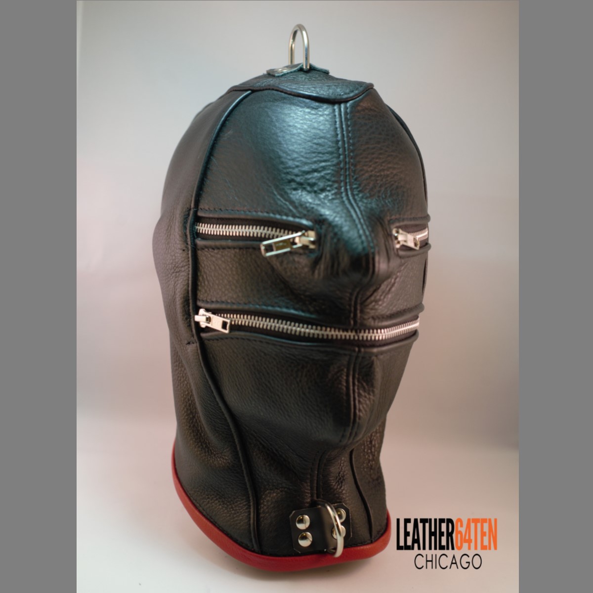 Zipper Face Leather Hood Leather64TEN