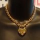 Devil's Keeper 18 inch Gold Chain Collar and Heart Lock