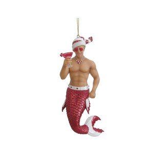 Candy Cane Merman Holiday Ornament