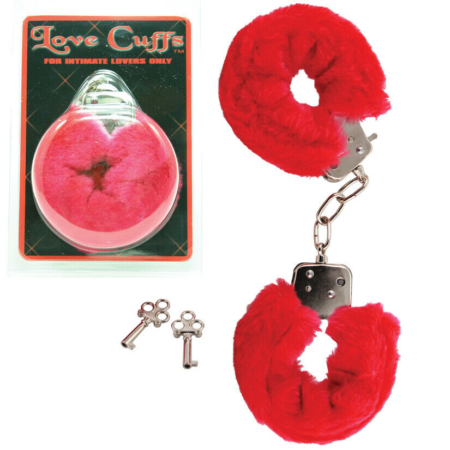 Love Cuffs Faux Fur Handcuffs - Red