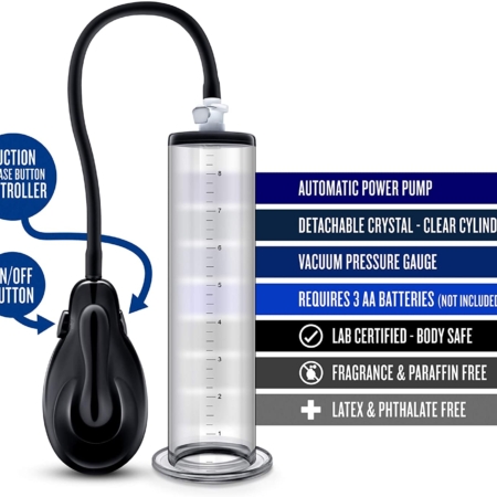 Performance Vx9 Auto Penis Pump Clear with bullet points