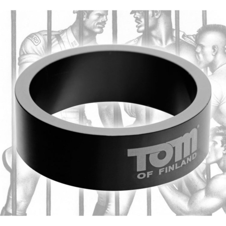 Tom Of Finland 50mm Gunmetal Aluminum Cock Ring with print
