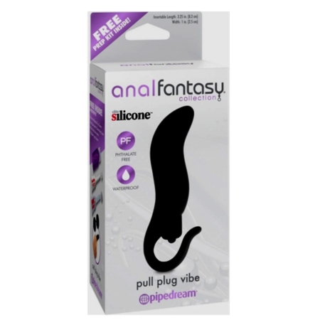 Anal Fantasy Collection Pull Plug Silicone Vibe Waterproof Black 3.25 Inch in box