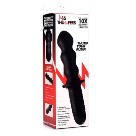 Ass Thumpers The Groove Rechargeable Silicone Vibrator with Handle in pkg