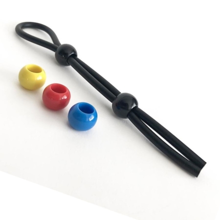 Boneyard Double Slider Cock Leash Silicone Cock Ring with Color Code Beads
