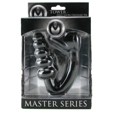 Master Series The Tower Erection Enhancer Cockring With Anal Stimulator Black in pkg