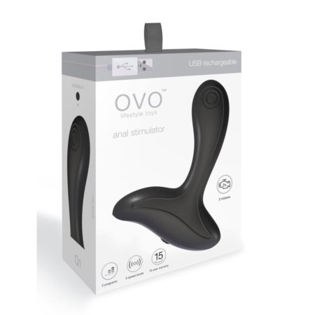 OVO Q1 Silicone USB Rechargeable Dual Motor Anal Stimulator in pkg