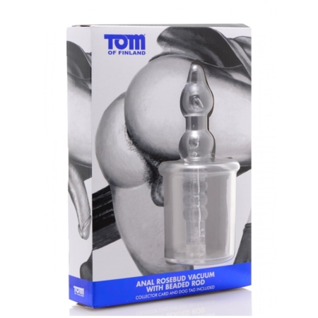 Tom of Finland Anal Rosebud Vacuum Pump Cylinder with Beaded Stimulator Rod with card