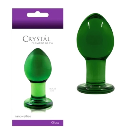Crystal Premium Glass Anal Plug Medium 3 inches Green