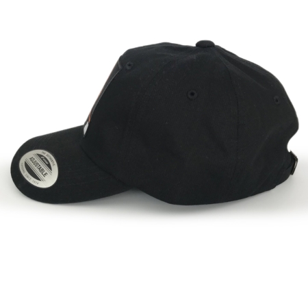 Embroidered Man Icon Patch Black Classic Dad Cap by Chris Lopez side view