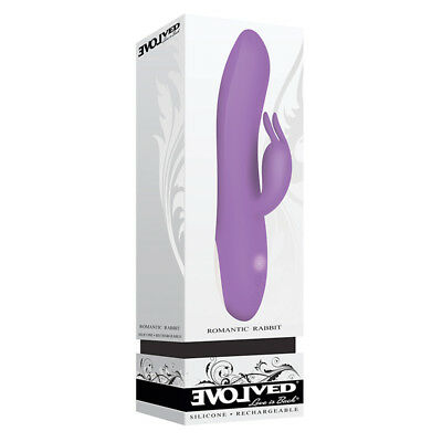 Evolved Romantic Rabbit USB Rechargeable Silicone Dual Motor Vibe Purple 8.5 Inch