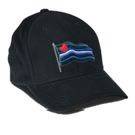 Embroidered Waving Leather Pride Flag Black Cap