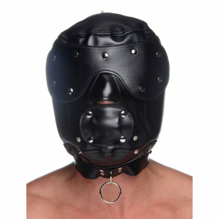 Master Series Muzzled Universal BDSM Hood with Removable Muzzle 4