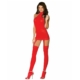 Dreamgirl Moscow Red Sheer Garter Halter Dress with Stockings