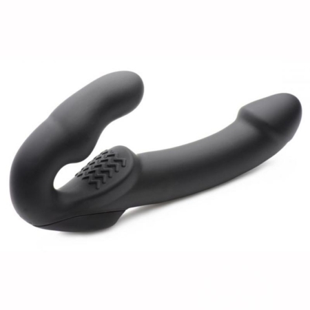 Strap U Evoke Super Charged Rechargeable Silicone Vibrating Strapless Strap On Black