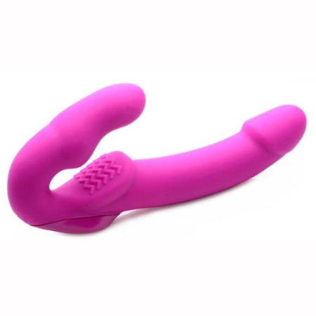 Strap U Evoke Super Charged Rechargeable Silicone Vibrating Strapless Strap On Pink