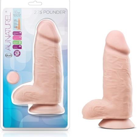 Au Naturel Pounder Dildo With Suction Cup 10 inch Vanilla with pkg