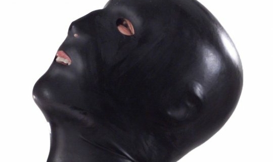 Black Latex Hood with Eye Mouth and Nose Holes