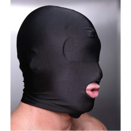 Master Series DISGUISE Black Spandex Hood with Open Mouth and Padded Blindfold 002