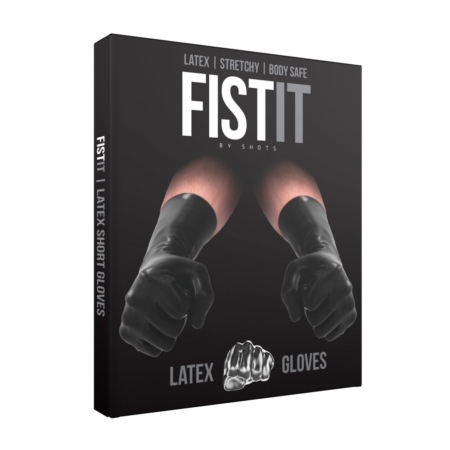 FistIt Black Latex Rubber Large Medium Length Gloves in pkg