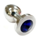 Rouge Stainless Steel Anal Butt Plug Medium with Coloured Crystal Blue Gem