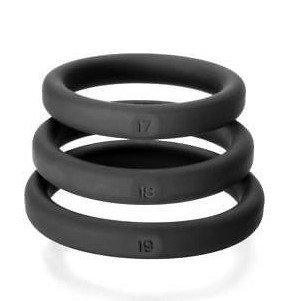 64TEN Xact Fit Black Silicone Cock Ring 17 18 19