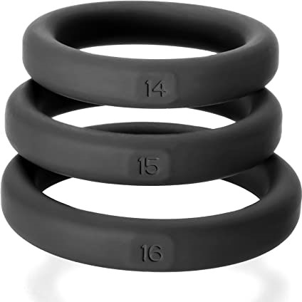 64TEN Xact Fit Black Silicone Cock Rings 14 15 16