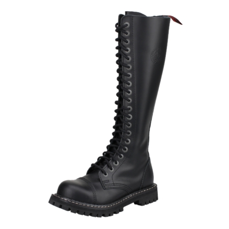 20 Hole Leather Zipper Boots Black 001