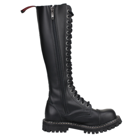 20 Hole Leather Zipper Boots Black 003