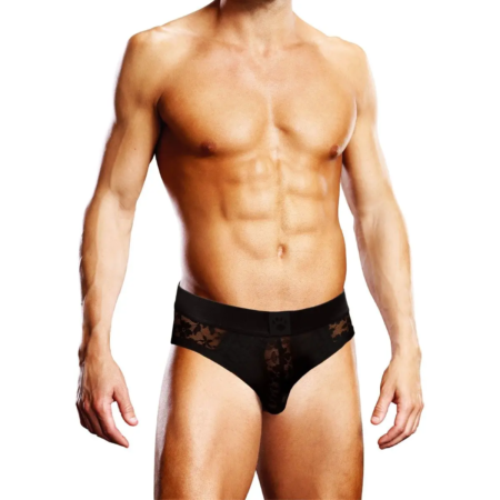 Prowler Lace Open Back Brief Black 001