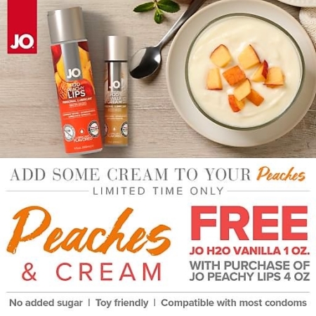 JO H20 Peachy Lips Personal Lubricant 4oz plus FREE H2O Vanilla Cream 1oz 003